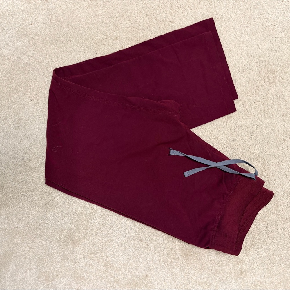 Figs Burgundy Lounge Pants with Gray Accent